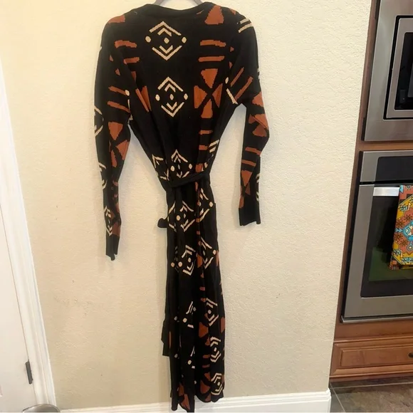 NEW D’iyanu Large African Culture Print Cardigan Sweater Button Up Wrap Dress - Picture 3 of 9
